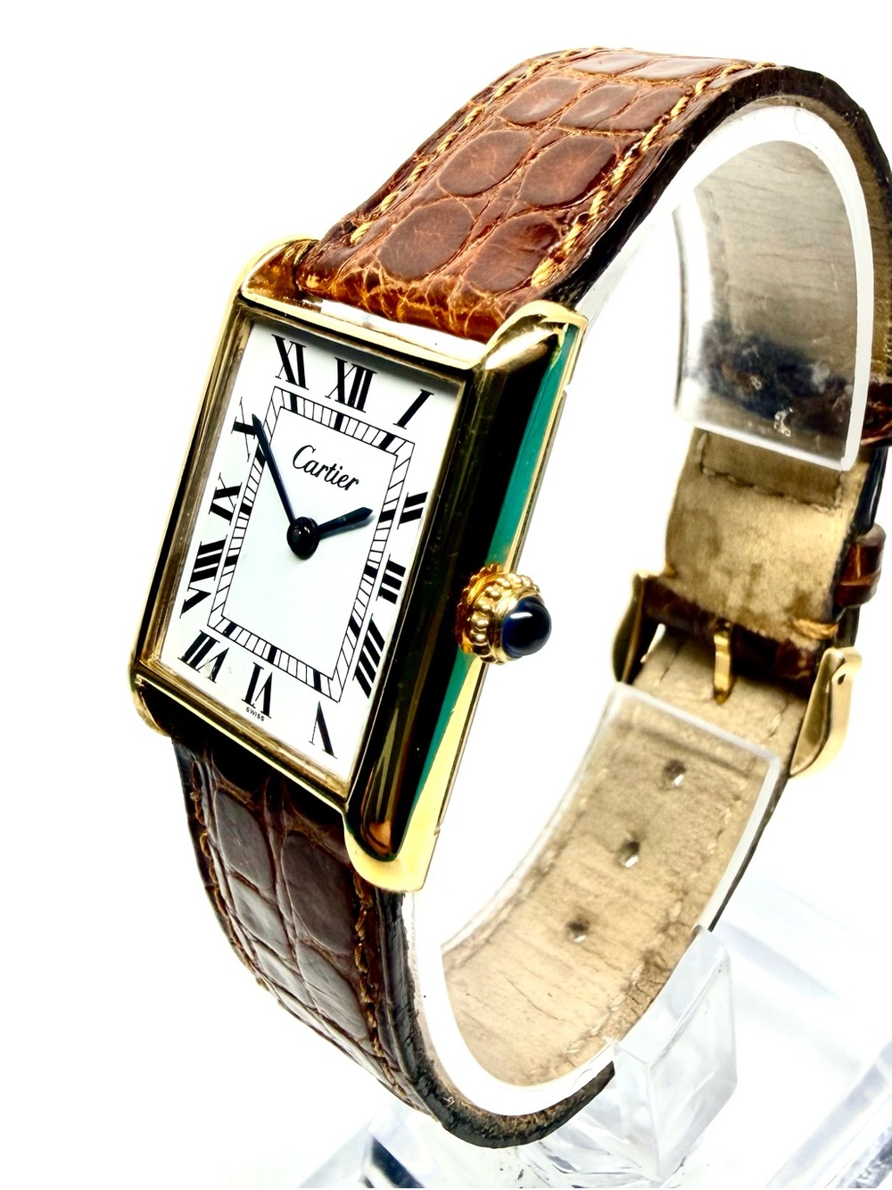 CARTIER TANK Manual Winding 23mm GP Silver Watch White Dial - Picture 3 of 8
